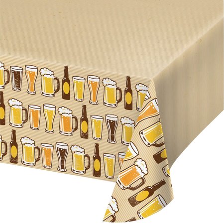 CREATIVE CONVERTING Cheers and Beers Plastic Tablecloth, 102"x54", 6PK 324453